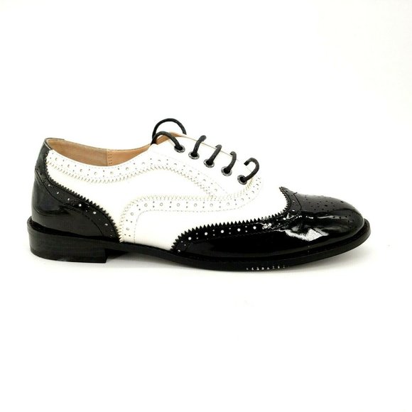 Monroe & Main Womens Lace Up Wing Tip Spectator Oxford Black/White 10W - Picture 1 of 10